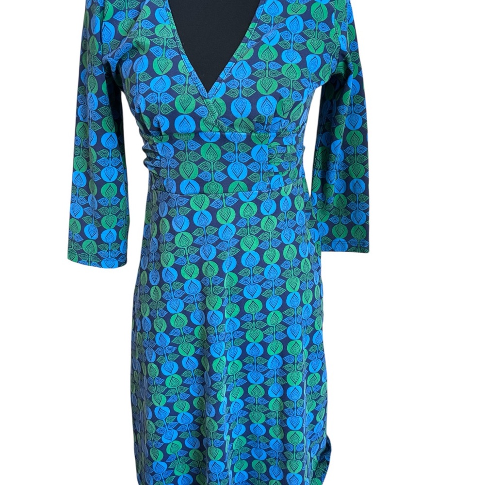 Patagonia Blue and Green Leaf-Print Mini Dress